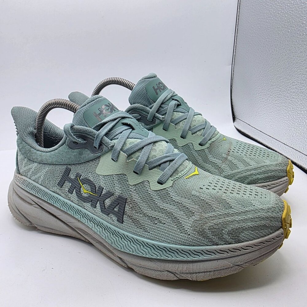 Hoka One One Challenger ATR 7 Womens 8.5B Green Yellow Running Shoes Lightweight